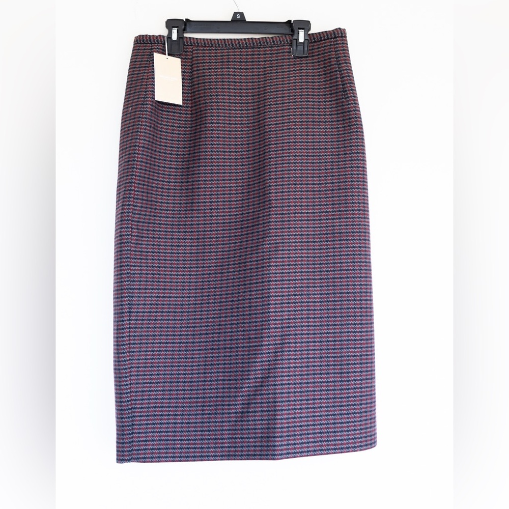 NWT MICHAEL KORS Black Red 100% Virgin Wool Skirt MRSP $725 Plaid Size 8 Preppy